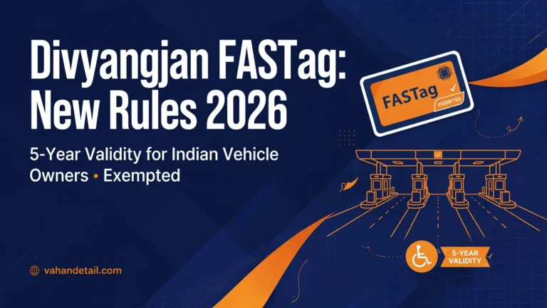Infographic banner: Divyangjan exempted FASTag new rules with 5-year validity for Indian vehicle owners