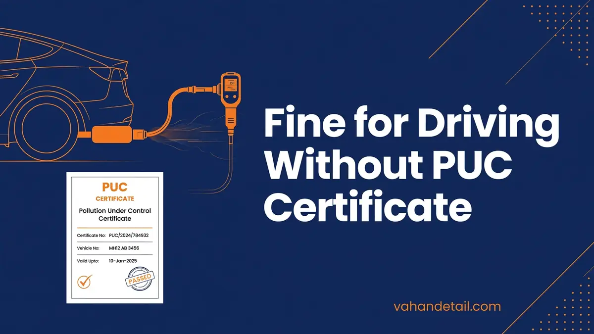 Infographic banner: fine for driving without PUC certificate guide