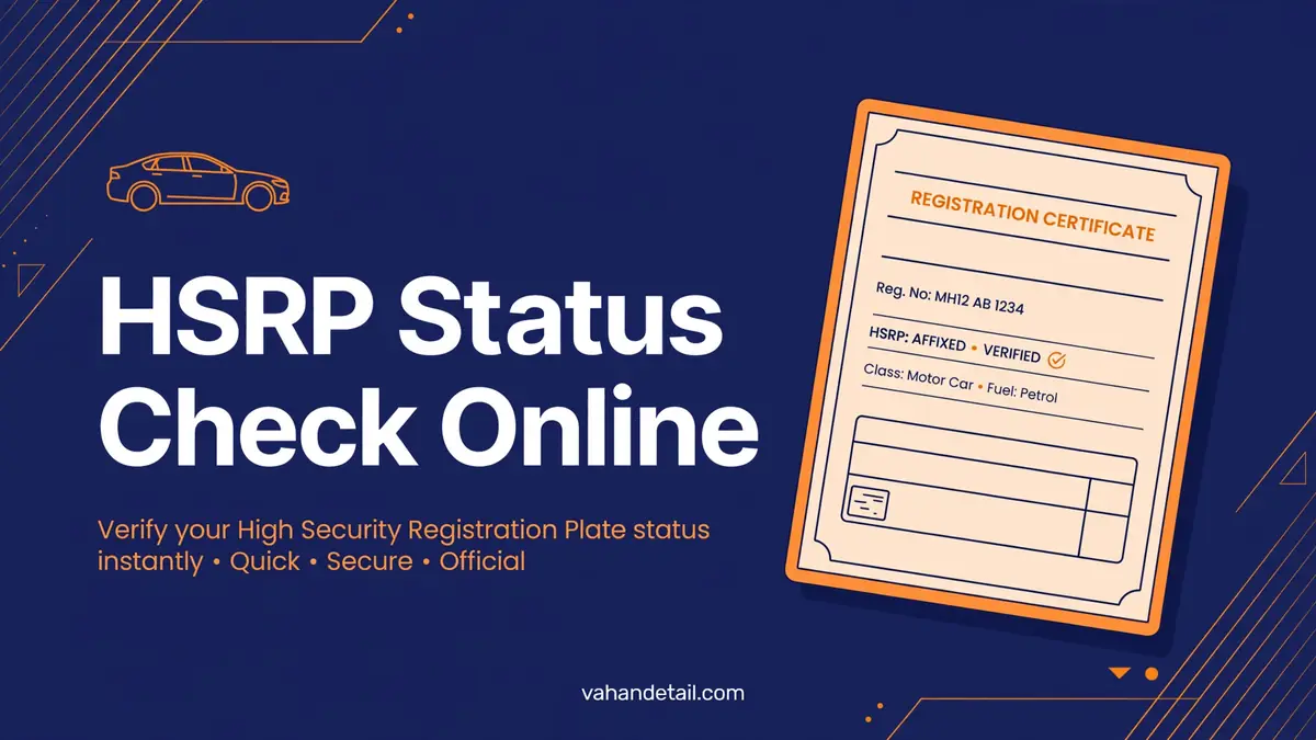 Infographic banner: HSRP fitment status check online guide for Indian vehicle owners