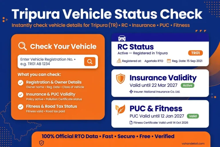 Tripura vehicle status check online, RC and challan status guide.