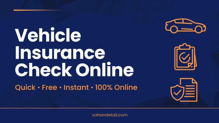 Banner infographic showing how to check vehicle insurance policy status and validity online by registration number